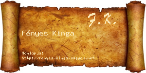 Fényes Kinga névjegykártya